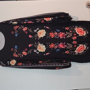 SHEIN Black Floral Midi Dress